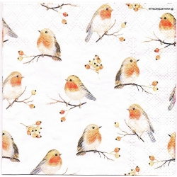 Serwetka -3289- MINI 25x25 cm , wzór 4 krotny , ptaszki